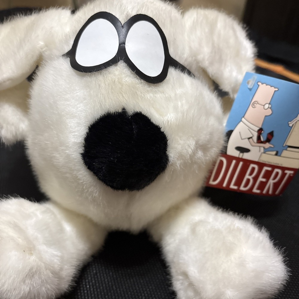 DOGBERT Dilbert Comic Strip Cartoon Dog Plush White w/ Black Glasses 8" Toy - Picture 3 of 8